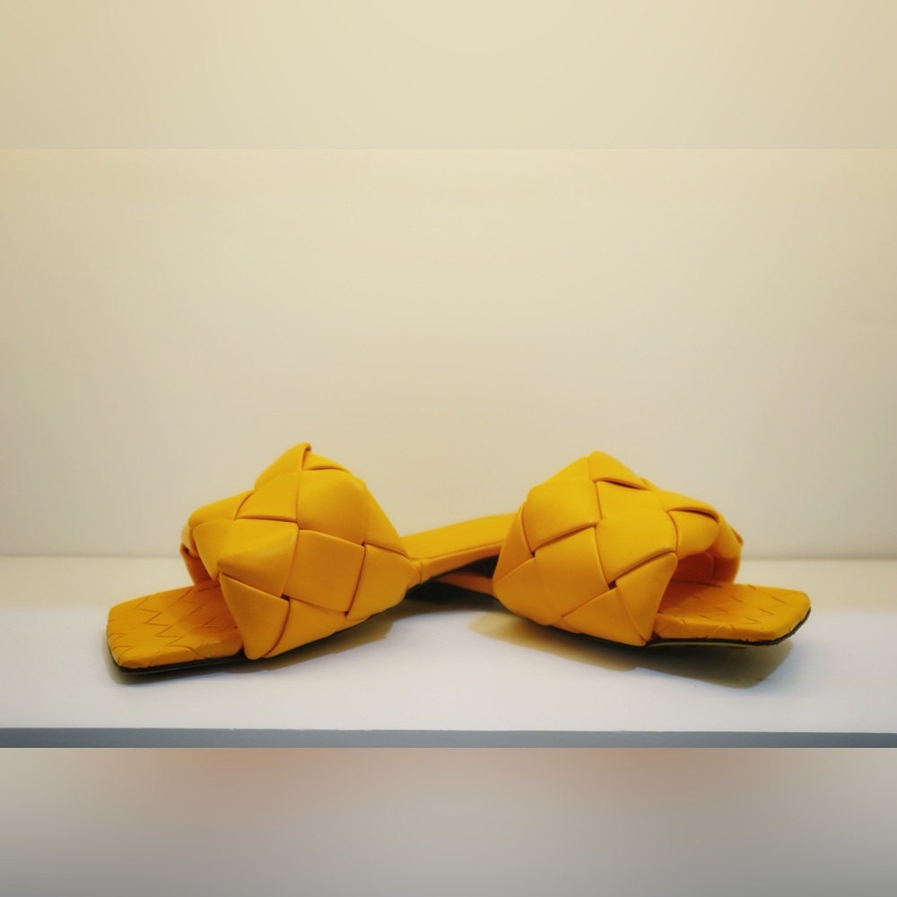 Bottega Tangerine Woven Slide Sandals